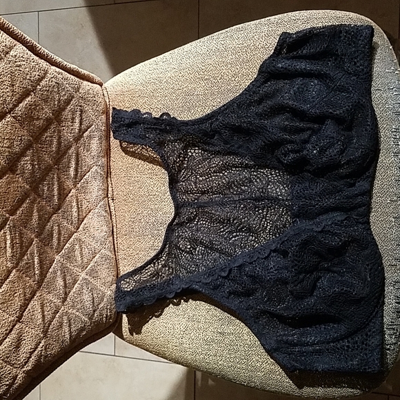 Cacique Other - Cacique Lane Bryant Underwire Black Floral Crochet Lace Sheer Bra